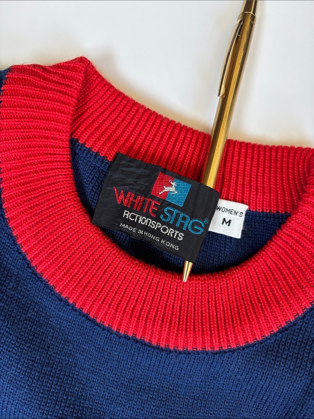 Vintage 70’s White Stag Action Sports Wool Blue Red Ski Sweater Women’s Medium - Picture 3 of 10